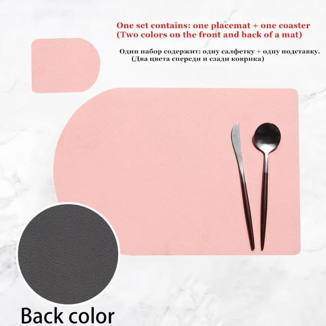 Double layer PU Placemats for Table Waterproof Non-Slip Insulation Leather Place Mats Set Coaster Set Cup Wine Mat Tableware Pad