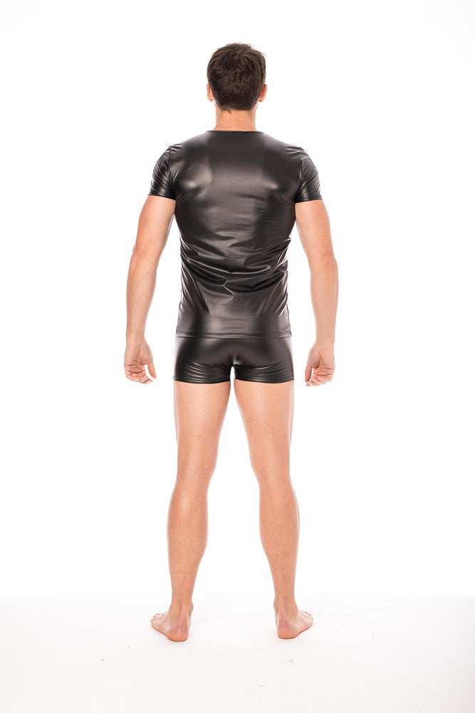 Jouets pour adultes T Shirt Simili Cuir Noir Lm2008 81 Blk