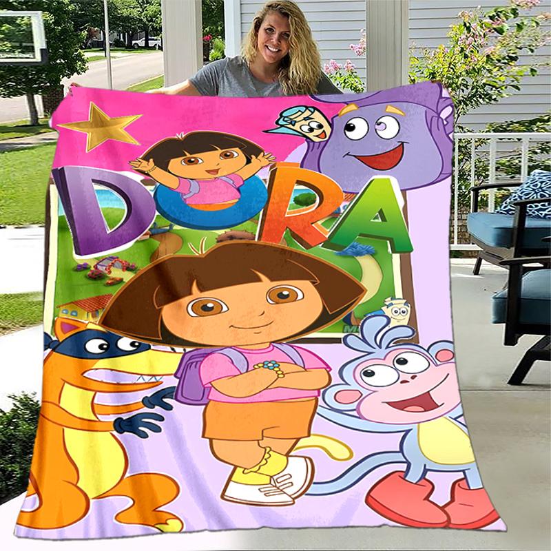 1pc Blanket D-Doras The Explorer1 Print Design, Lightweight Blanket for Sofa, Bed- Soft &Warm, Gift for All Seasons Like Christmas, Halloween