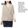 Women Fall Winter Waistcoat Sleeveless V Neck Single Breasted Thick Padded Warm Solid Color Casual Windproof Soft Lady Vest Coat