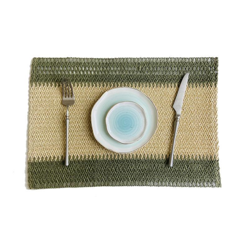 INS-style Paper Rope Woven Placemat, Color-block Holiday Decorative Mat Creative Paper and Jute Blended Heat-resistant Table Mat