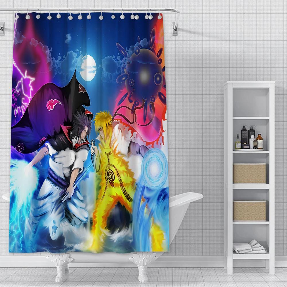 Hot Japan Anime N-NarutoS Shower Curtain Waterproof Polyester Fabric Paint Bath Curtains Home Bathroom Decor Curtain With Hook