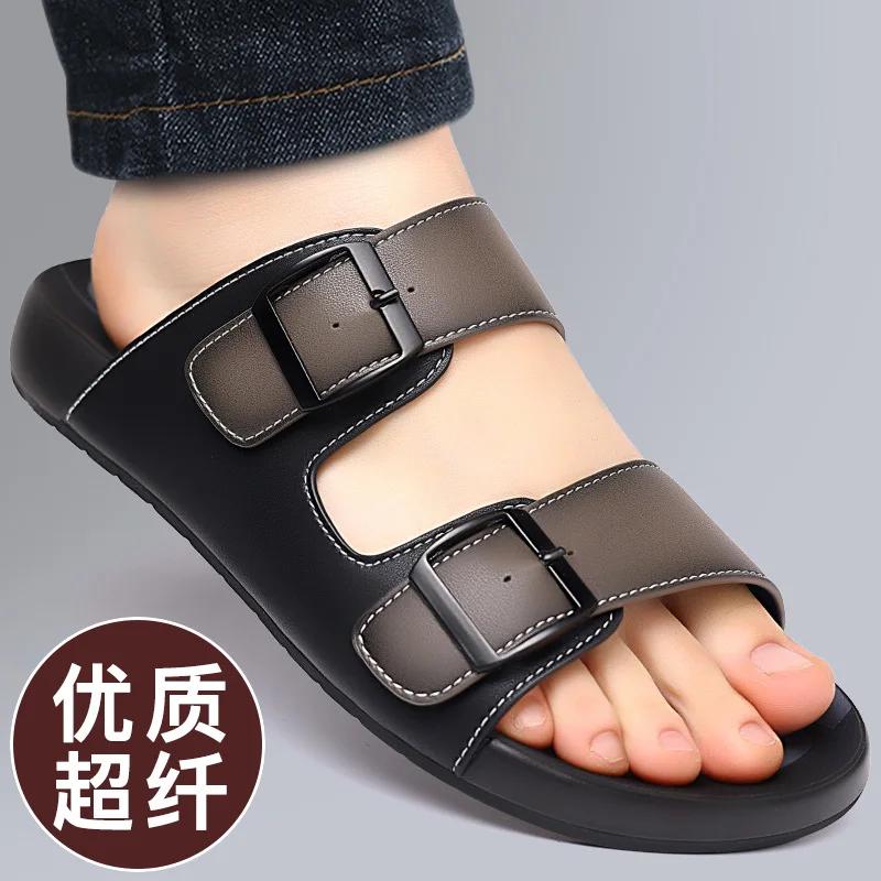 Fashion 2024 New Designer Casual Buckle Male Sandals Fashion Retro Open-toe Soft-soled Outdoor Beach Shoes Slippers for Men