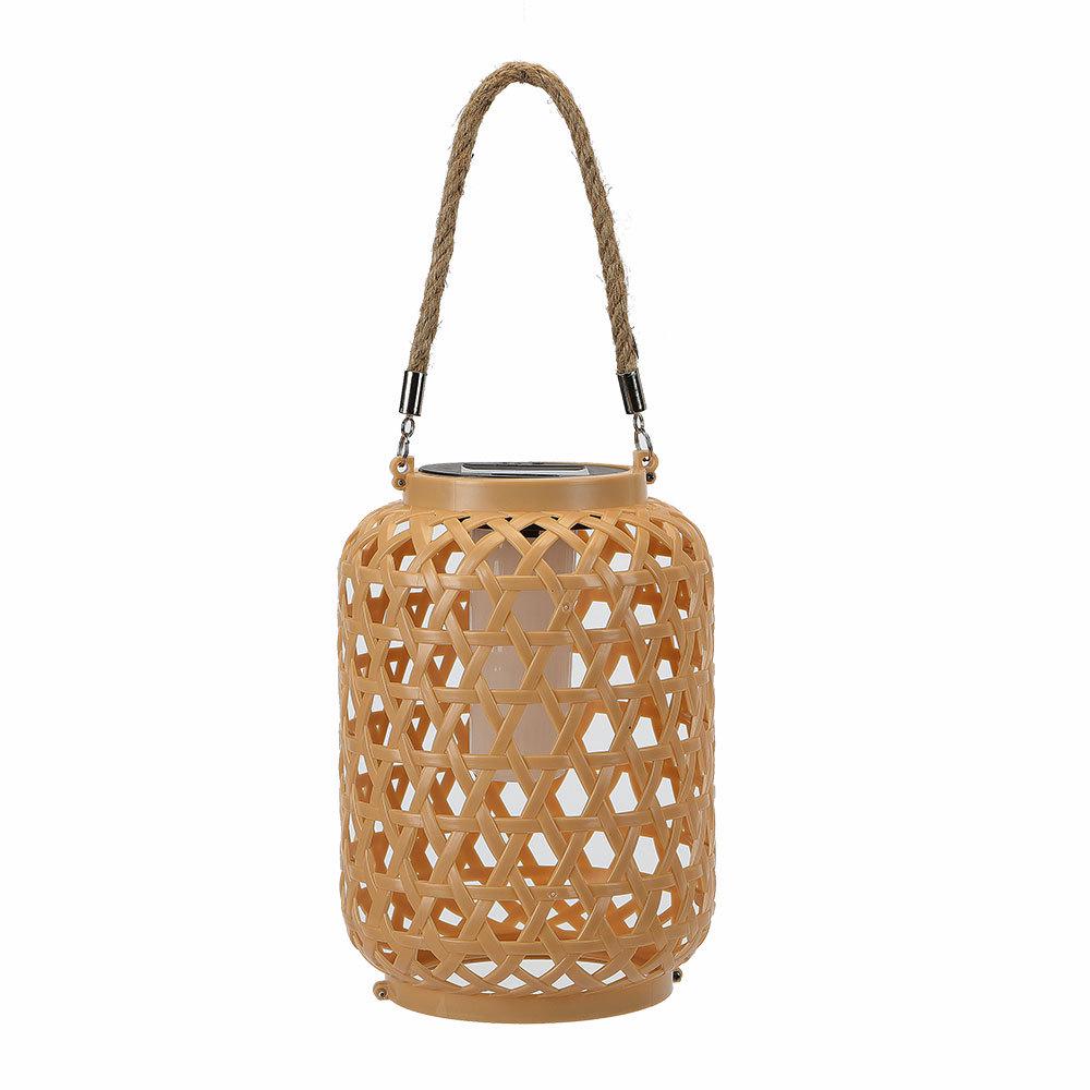 Solar Chinese Bamboo Rattan Weave Lantern - Spring Festival Outdoor Hanging Decoration for Balcony, Garden, and Courtyard.