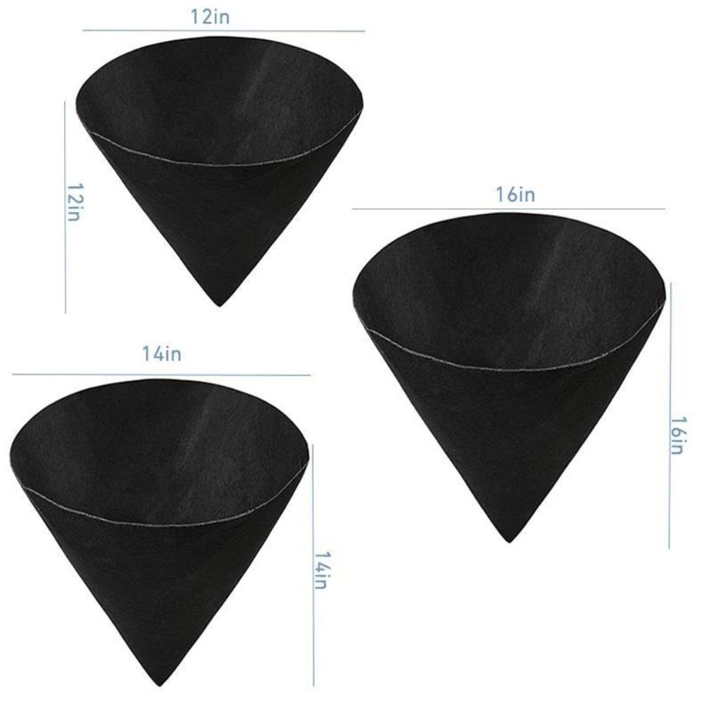 3pcs Breathable Cone Shaped Liners Reusable Eco-Friendly Felt Gardening Mats Black Planter Basket Liners Outdoor Gardening