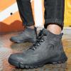 Fashion Steel Toe Work Boots for Men Waterproof Swivel Buckle Safety Shoes High Top Leather Safety Boots Man Winter Anti-slip Work Shoes