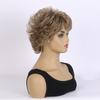 European and American Style Women's Fashion Daily Use Natural Looking Short Curly Wig with Bangs Synthetic Fiber Brown Wig