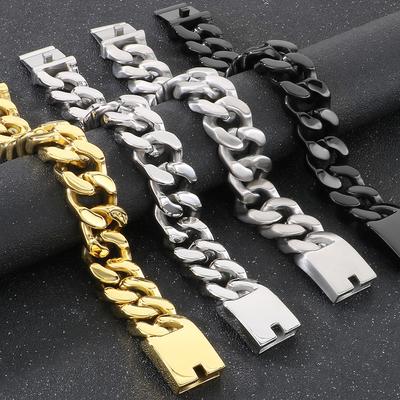 Hiphop Stainless Steel Bracelet Men's Accessories Christmas Gifts Jewelry Matte Brushed 20MM Width Curban Chain Man Bracelets