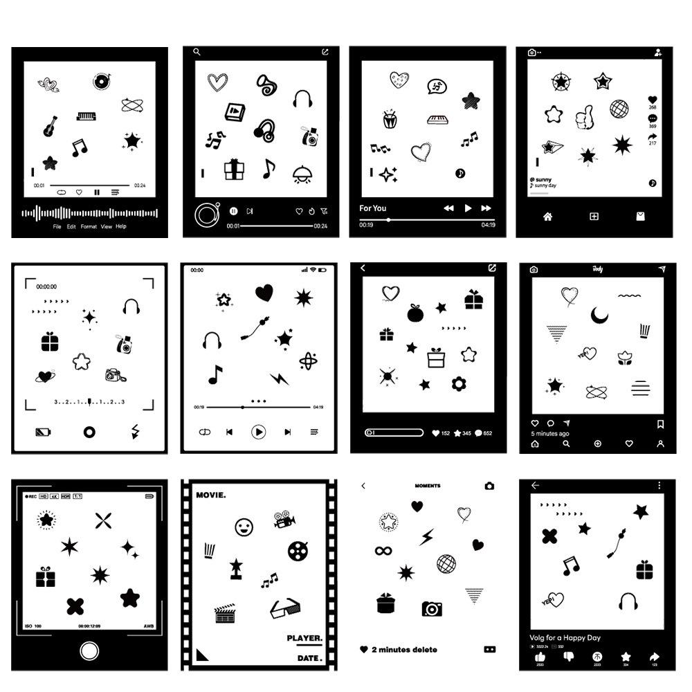 

12 шт./набор Креативные наклейки-фоторамки 3 дюйма Сделай сам Водонепроницаемые декоративные наклейки ПЭТ Подарочная наклейка-бордюр для Polaroid белый