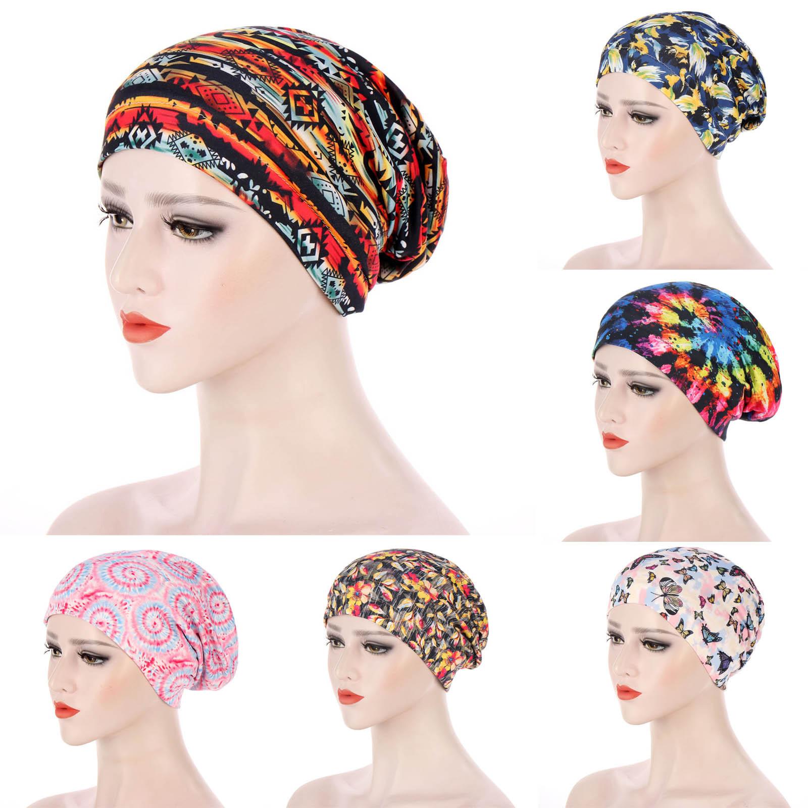 

Женская индийская шляпа с принтом, мусульманская шляпа с рюшами для химиотерапии, кепка с запахом синий