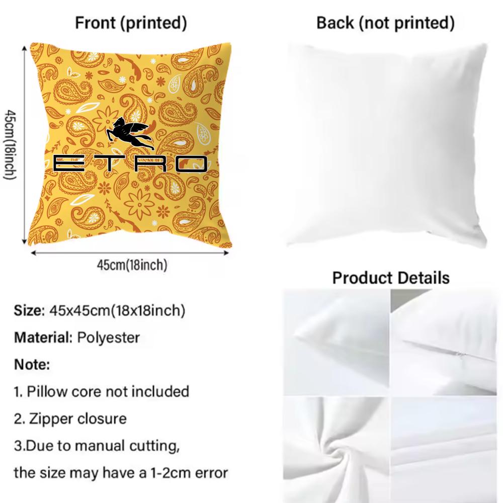 Etro Cute Brand Cushion Cover Comfortable Reversible Pillow Cover Ideal For Car Sofa Bedroom & Beyond