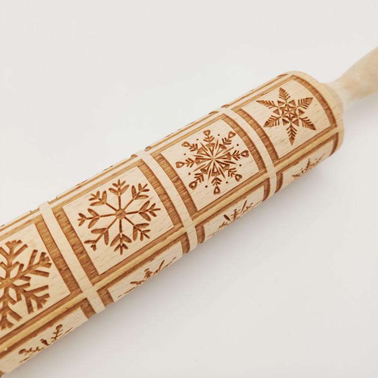 New Style Embossing Rolling Pin Baking Cookies Noodle Biscuit Fondant Cake Dough Engraved Roller Wood Gifts 15 Colors