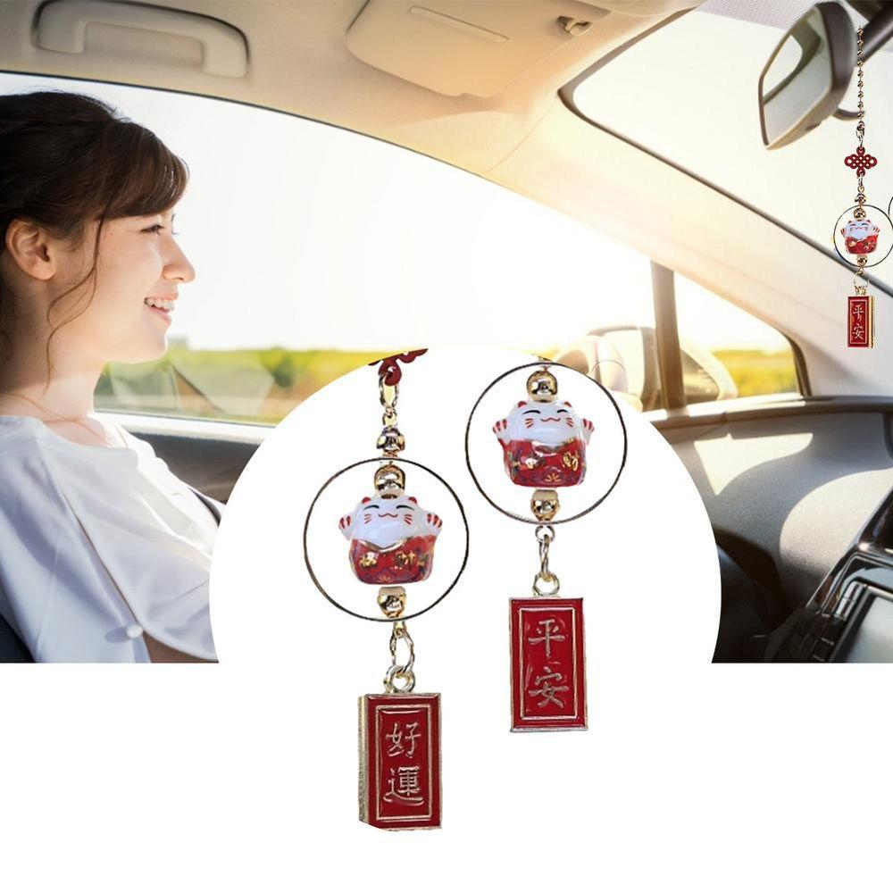 Ceramic Cat Lucky Cat Lucky Cat Fortune Cat Car Pendant Cat Car Hangings Decor Fortune Cat Interior