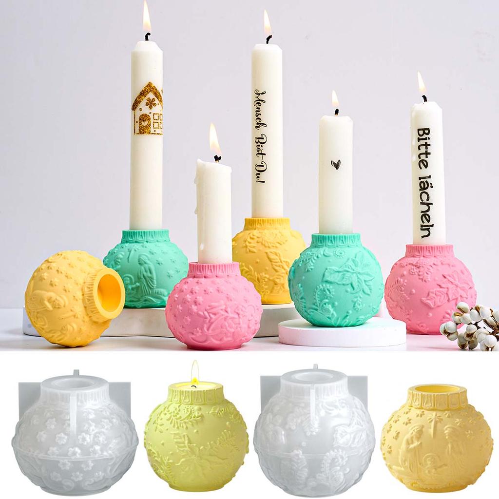 3D Relief Laterne Runde Kugel Kerzenhalter Form DIY Osterornamente Gips Harz Kerzenständer Silikonformen Heimwerkkunst Dekor