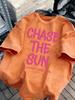 Chase The Sun Prints Washed TShirts Womens Cotton Oversize T Shirt ONeck Comfortable Distressed Tops Summer Womans Clothes