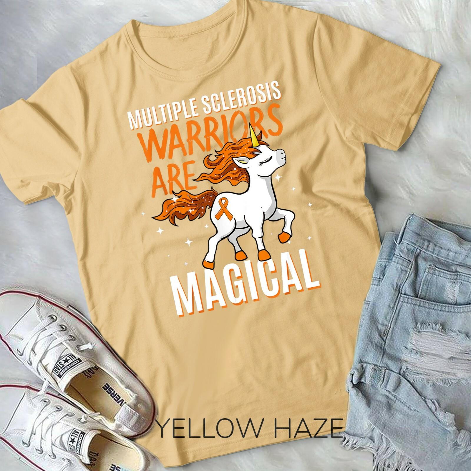 Multiple Sclerosis Warriors Magical Unicorn Orange Ribbon Unisex Youth T-shirt L