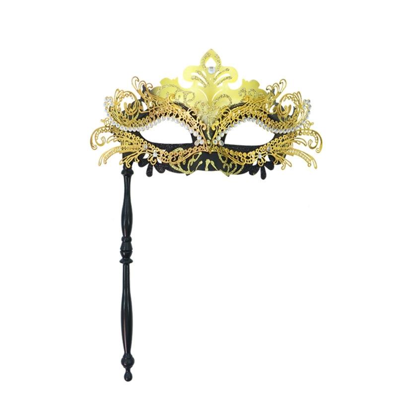 Elegant Detachable Half Face Mask Set With Metal And Rhinestones Decoration For Costume Parties And Halloween