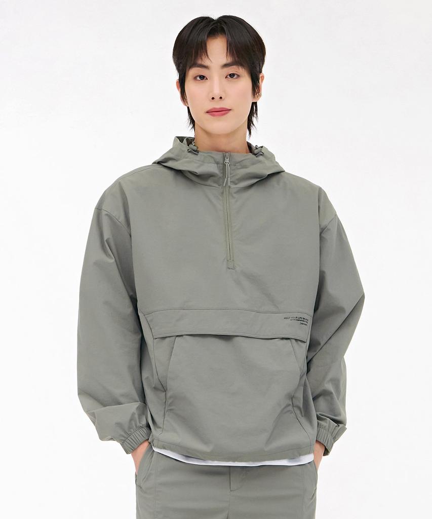 Chasecult Unisex Stretch Hooded Anorak T-Shirt - Khaki