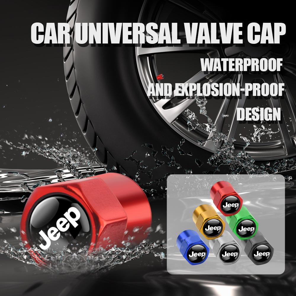 4Pcs Car Tyre Valve Caps Wheel Tires Air Stem Protective Cover For Jeep Grand Cherokee Wrangler JK Gladiator Compass Accessories