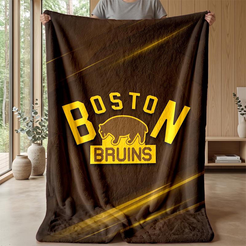 Boston Bruins Flanell Fleece Decke Gemütlich Warm Überwurfdecke für Sofa Bett Reise Ganzjahresgebrauch