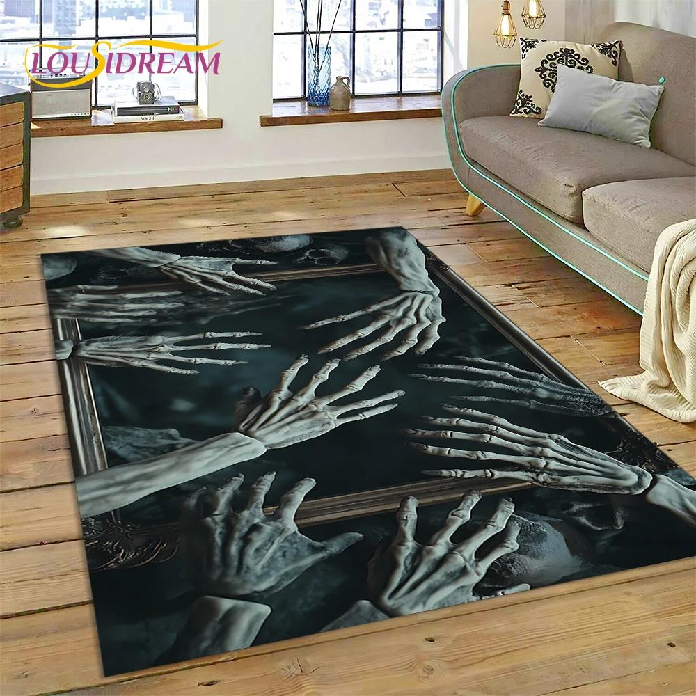 Alfombra de Estilo Gótico de Horror Personaje Calavera Fantasma Espíritu 27 para Dormitorio Sala de Estar Decoración de Sofá del Hogar, Alfombrilla de Suelo Decorativa para Niños