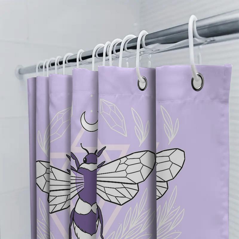 Bee Shower Curtain Nature Floral Pattern Bathroom Decor Vintage Rustic Farmhouse Wall Art Modern Home Decor Wall Hanging