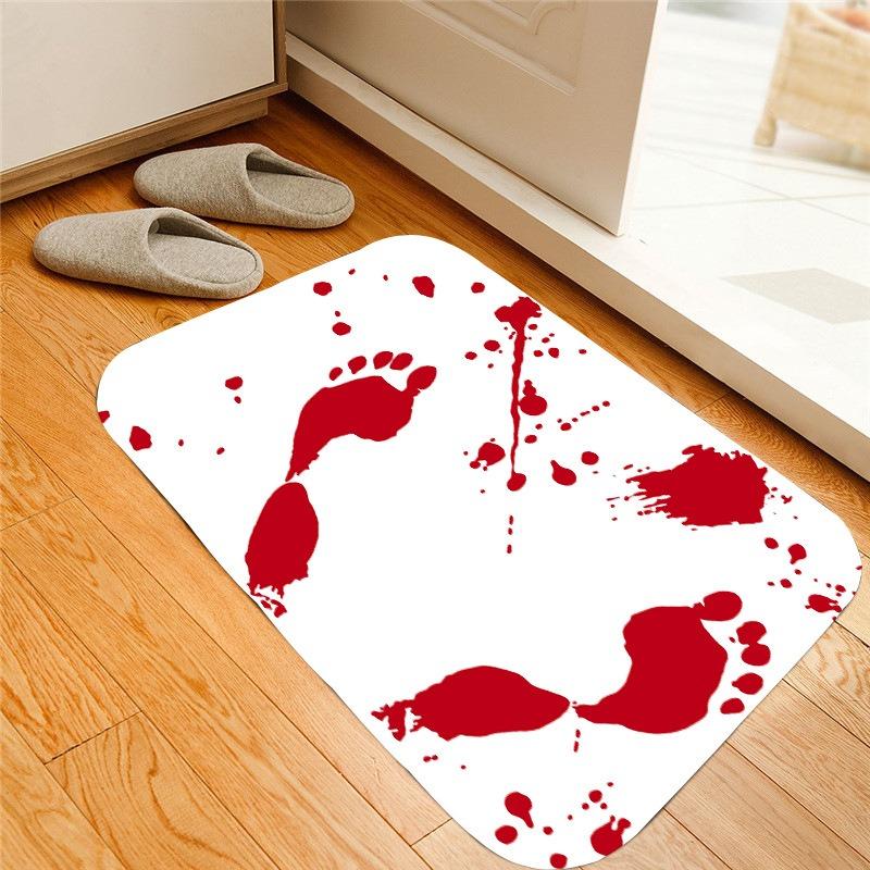 Blood DEATH PARTY Red Foot print Handprint Horror Halloween Theme Decoration Non Lip Absorbent Floor Mat Foot Mat Doormat