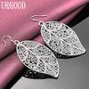 925 Sterling Silver Leaf Pendant Pierced Earrings Wedding Jewelry