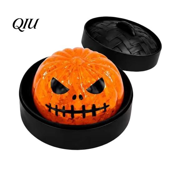 Portable Dumpling Toy Halloween Stress Relief with Steamer, Glitter Ball Fidget Party Favors Toy, Anxiety Relieving Steamed Bun Squeeze for