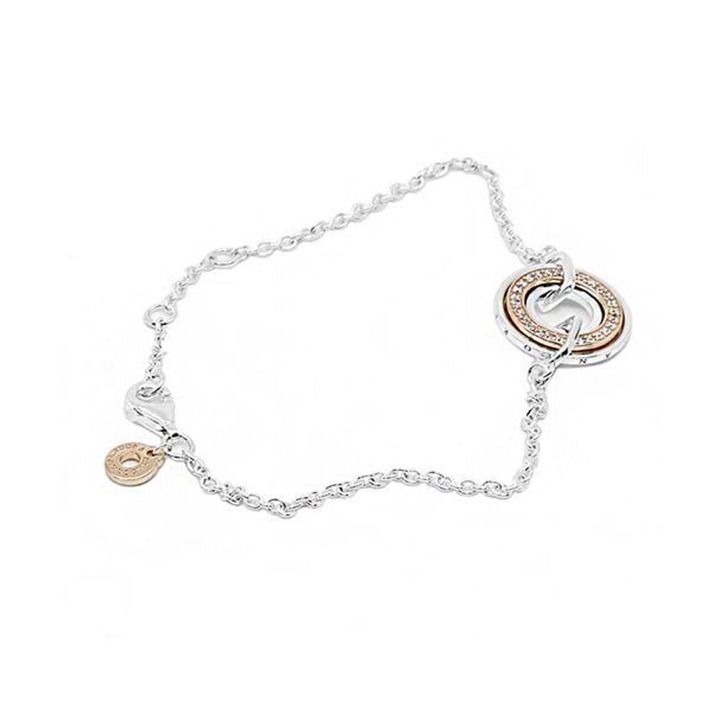 PANDORA Signature Two-Tone Logo & Pave Chain Bracelet 582741C01