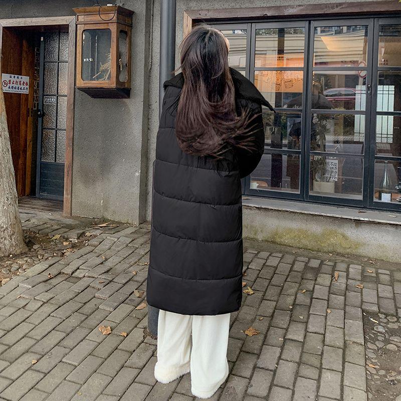 Winter Women Coat Long Length College Style Over Knee Big Collar Warm Lamb Wool Blend Jacket Trendy