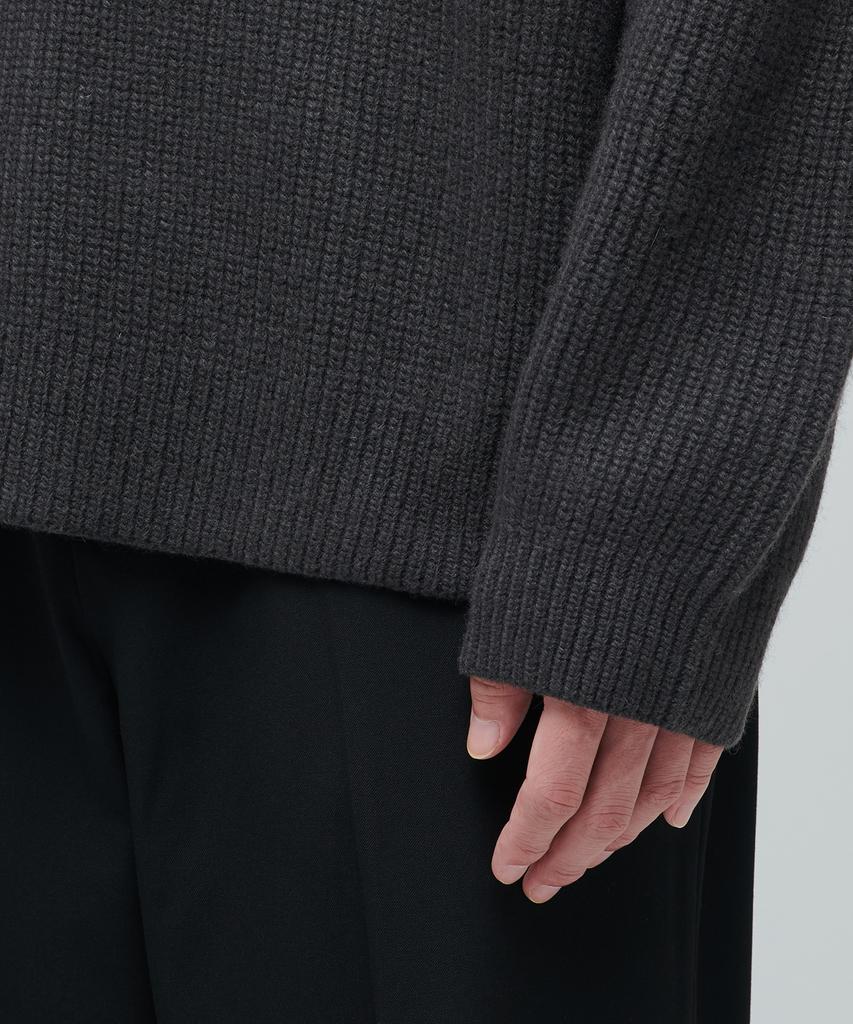 MUSINSA STANDARD Lambswool Ribbed V-Neck Knit [Dark Gray]