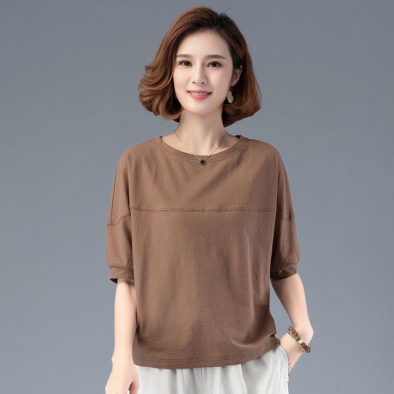 Sommer 2025 Damen Kurzarm Schlankheits-T-Shirt - Lässiges, Bauch kaschierendes Oberteil für Frauen mittleren Alters