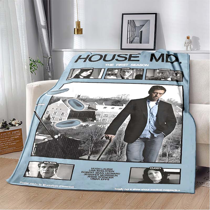 Dr. House Print Soft Flannel Throw Blanket Lightweight Warm SofaCouch Bed Home Decor Cover For Movie Fans