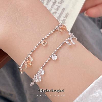 Banyan Tree New Galaxy S925 Silver Diamond Tassel Bracelet - Elegant Korean Style for Women