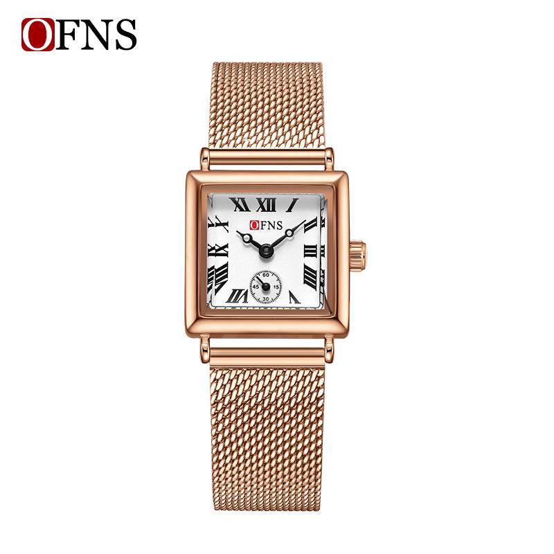 OFNS Women's Classic Luxury Retro Square Quartz Watch with Roman Numerals