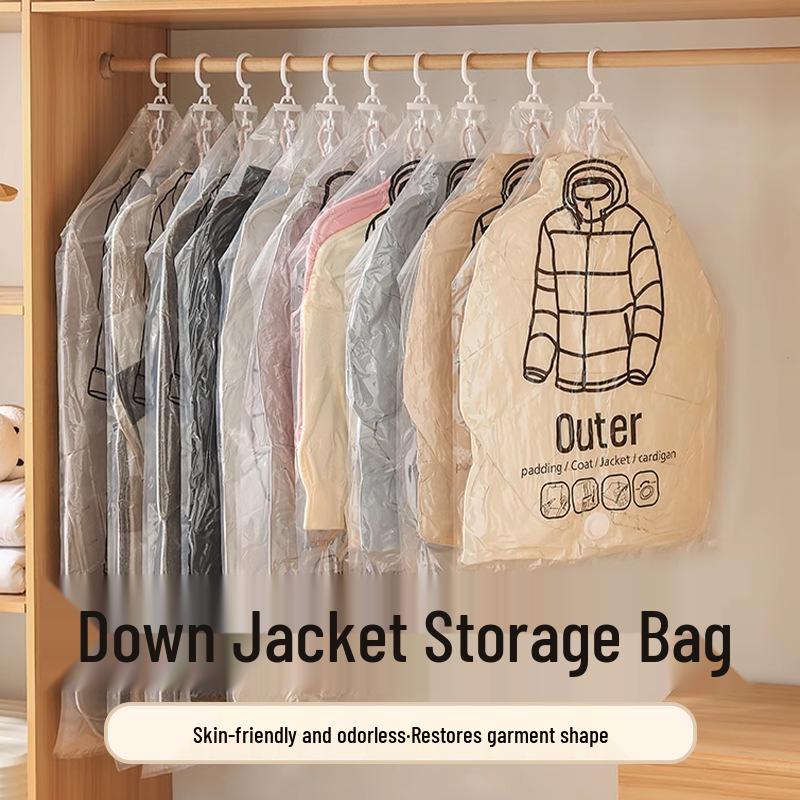 FX5256 Hanging Vacuum Compression Garment Bag: Waterproof, Dustproof, Side-Pull Air Extraction for Clothes Storage