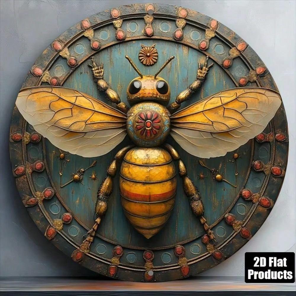 Metallveggkunst-tavle med bie for Hjemmekontor Bar Dekorasjon