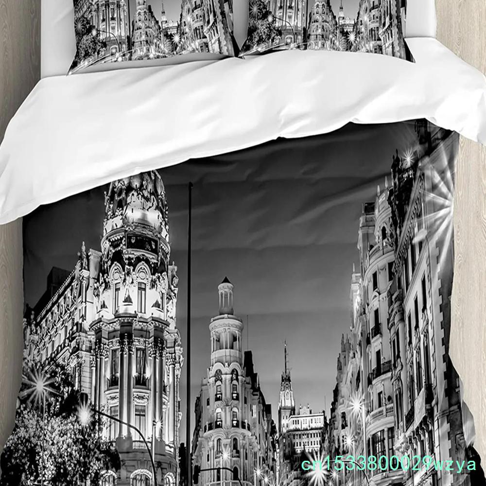 Urban 3pcs Bedding Set Manhattan Sunset Skyline New York City Duvet Cover Set Bed Set Quilt Cover Pillow Case Comforter Cover