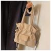 Drawstring Design Solid Color Women's Canvas Shoulder Bags Casual Simple Ladies Handbags Outdoor Sports Female Crossbody Bag