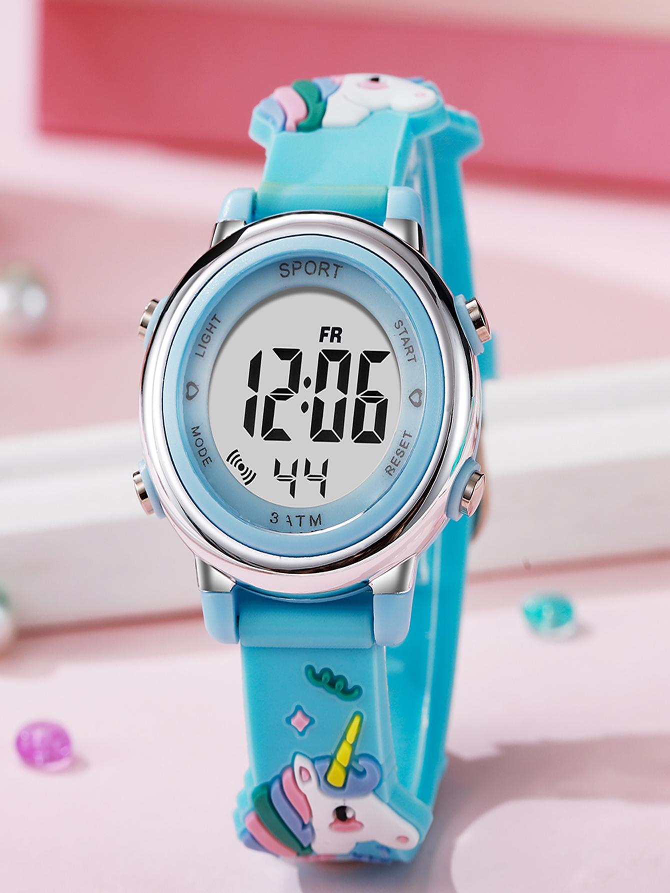 

Cute fantasy cartoon unicorn LED electronic watch, suitable for Halloween Christmas gifts, a variety of colors optional небесно-голубой