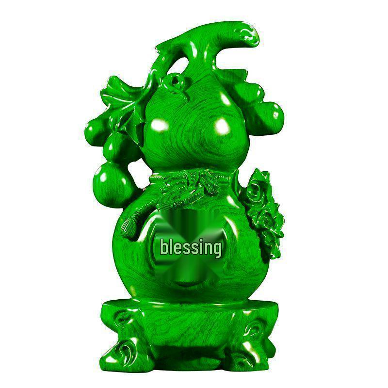 Ebony Wood Carved Gourd Ornament - Solid Red Wood Yuqin Decoration for Living Room Tabletop