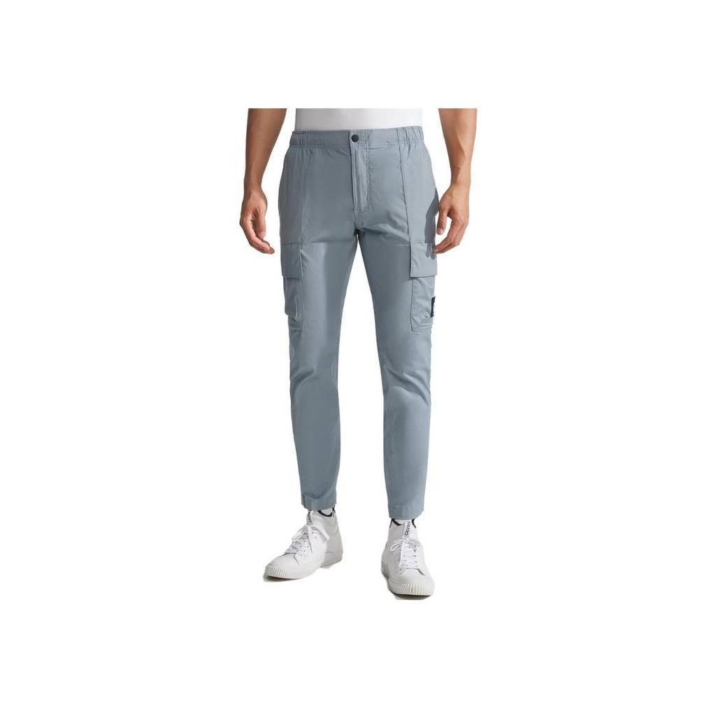 Calvin Klein Solid Color Elastic Waist Cargo Pants Men Bottoms Light-Blue-Grey J322922-PN6