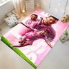 Pink Soccer Player Collage On Grass Field Rug Non-slip Rug Suitable for Living Room and Bedroom Sofas.