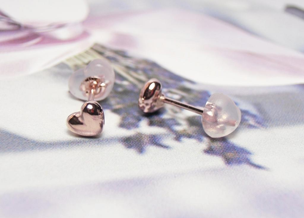 10K Pink Gold Earrings 4mm Heart T-jms (10K PG)