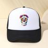 Sugar Skull Flower Print Trucker Hat Colorful Day of The Dead Mesh Baseball Cap Unisex Casual Adjustable