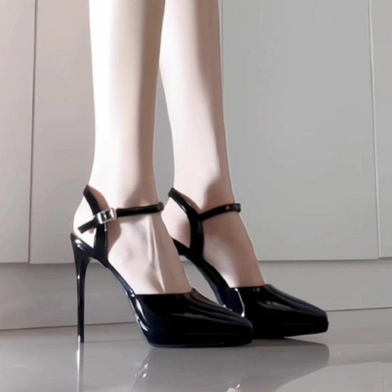 Fashion 2025Summer New Waterproof Platform  Stiletto Toe Pointed Nude Hollow High Heel Sandals  Women Shoes