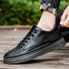 Men's Casual Leather Shoes Round Toe Autumn and Winter New Men's Shoes Breathable and Comfortable Lace-up All-match PU Shoes