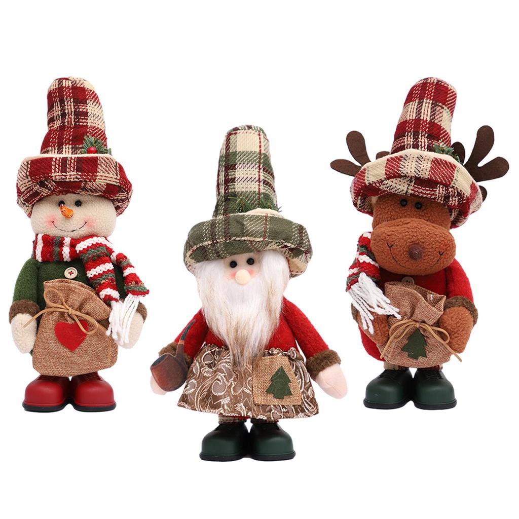 Plush Doll Stuffed Christmas Figurine Gift Xmas Standing Figurine Home Decoration for Holiday Bedroom Fireplace Office Decor