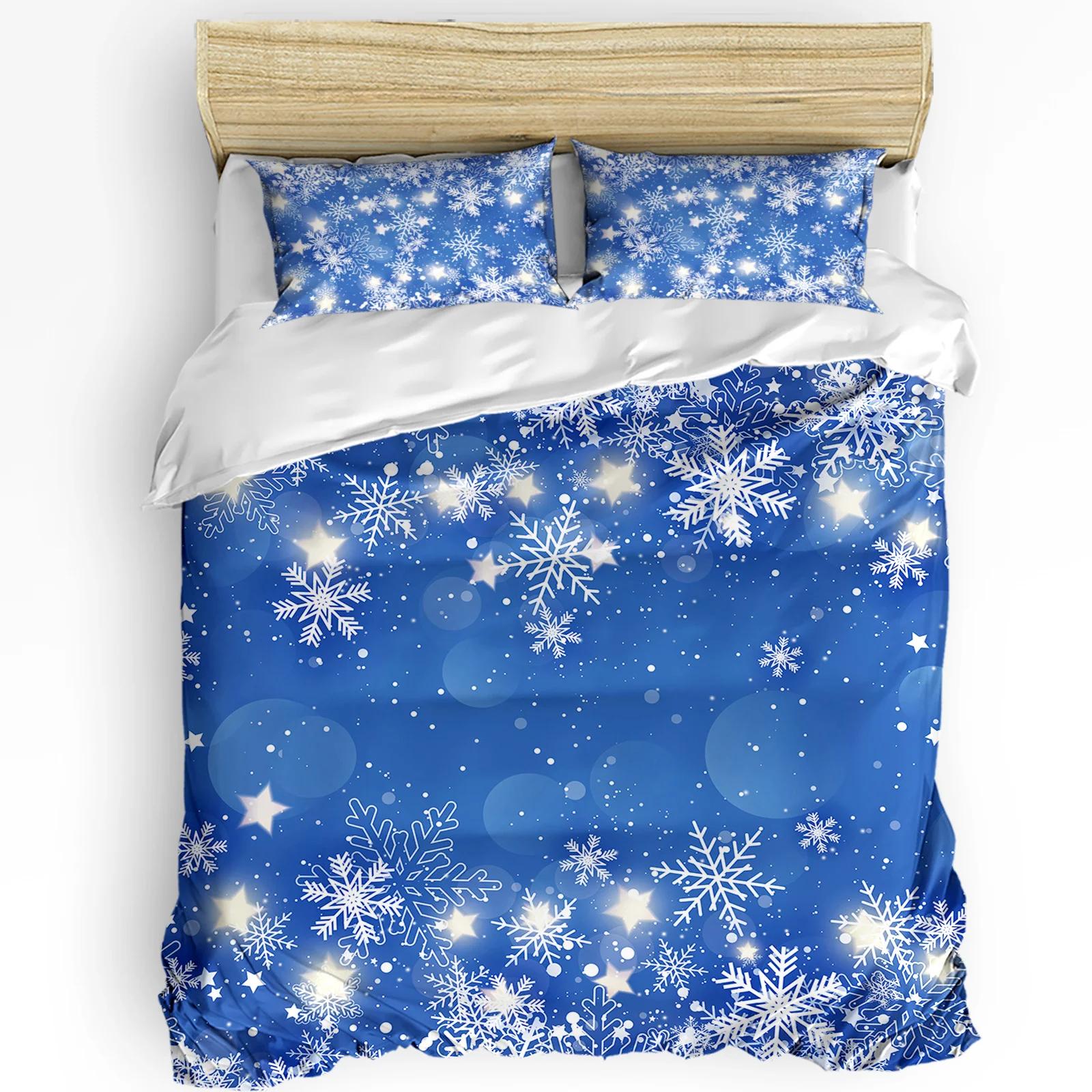 

Christmas Snow Bedding Set Snowflakes Gnome Duvet Cover Set 3Pcs Bedding Set For Single/Twin/Full Size Christmas Decoration EU Single(135*200cm)3pcs